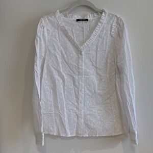 Doe & Rae White Eyelet Button-Down Blouse